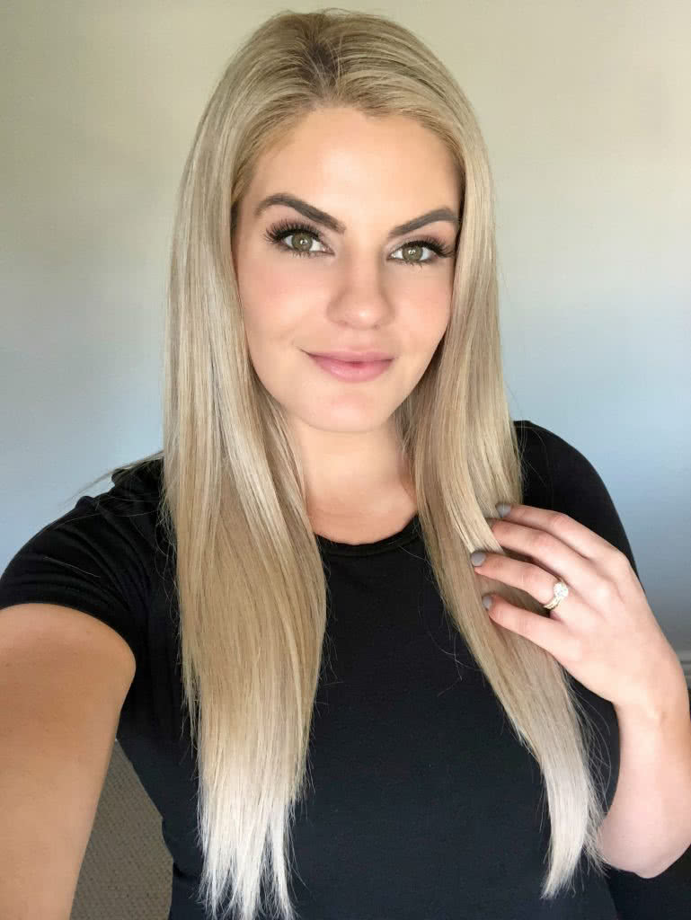 My current blonde hair, detangled with the marula oil brush