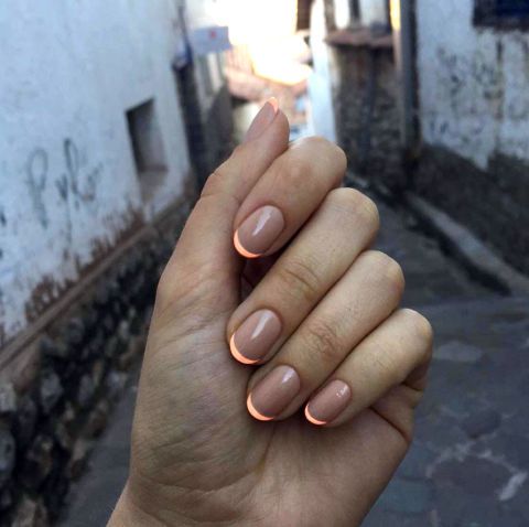 orange french nails