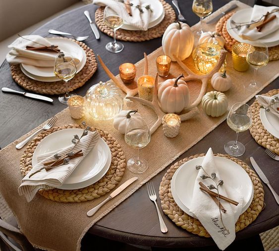 Pottery Barn chic thanksgiving tablescape