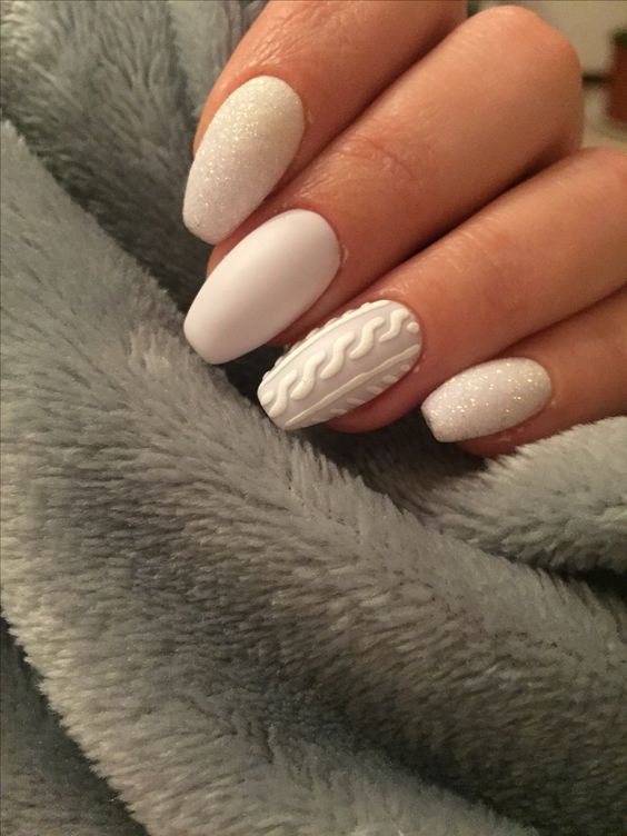 white sweater holiday nail ideas