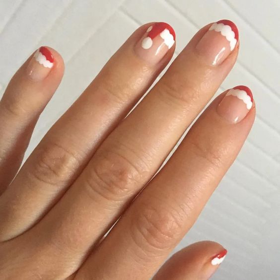 Short holiday nail ideas red french santa hats