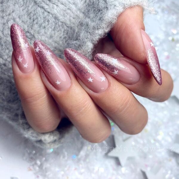 long pink New year's nail ideas