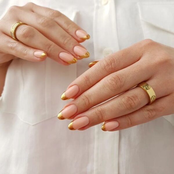gold french tip new year's eve nails