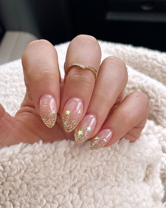gold glitter new year's eve nails