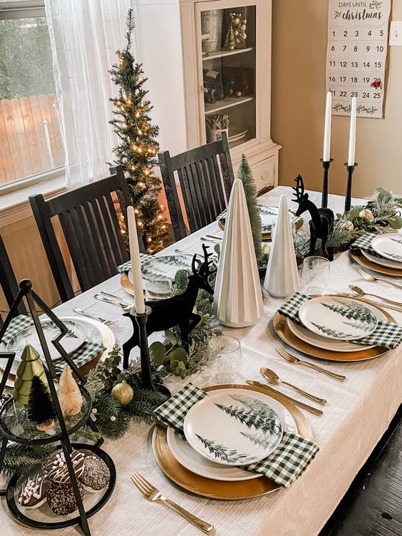 Christmas Tablescape with black accents