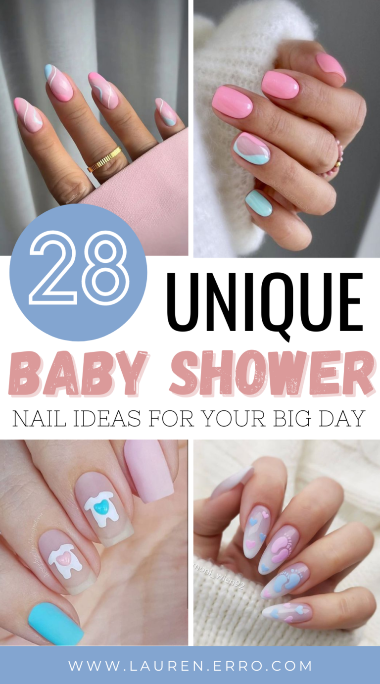 Baby Shower Glossy Glitter Short Press On Nails #569 – Nails Aashu